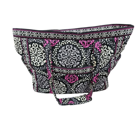Vera Bradley Canterberry Magenta Very Large Tote Bag Lined Water Bottle Pockets - Picture 1 of 8